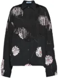 Prada floral-print fringed shirt - Black