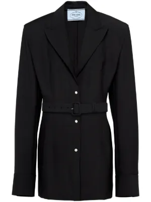 Prada double-breasted Tricotine Jacket | Black | FARFETCH