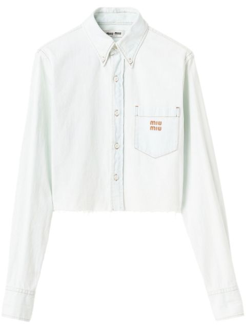 Miu Miu logo-embroidered denim shirt Women