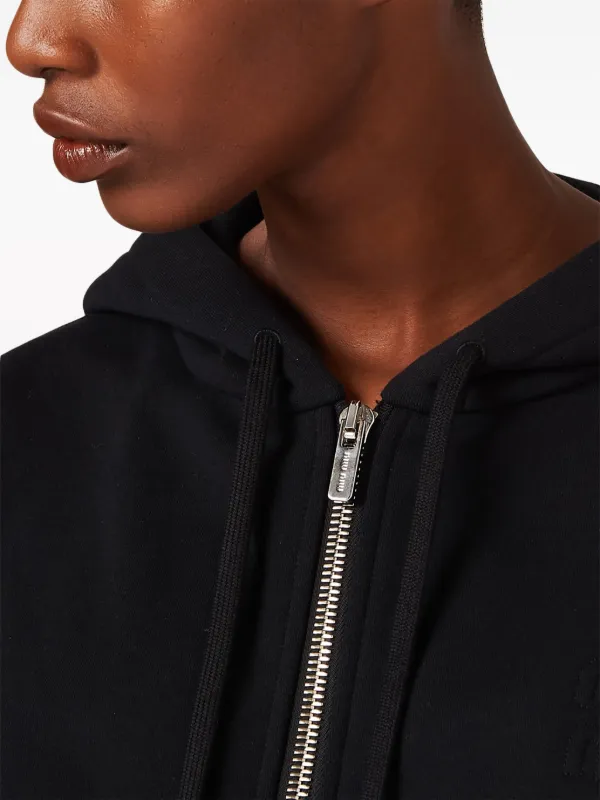 Miu Miu zip-up Cropped Hoodie | Black | FARFETCH
