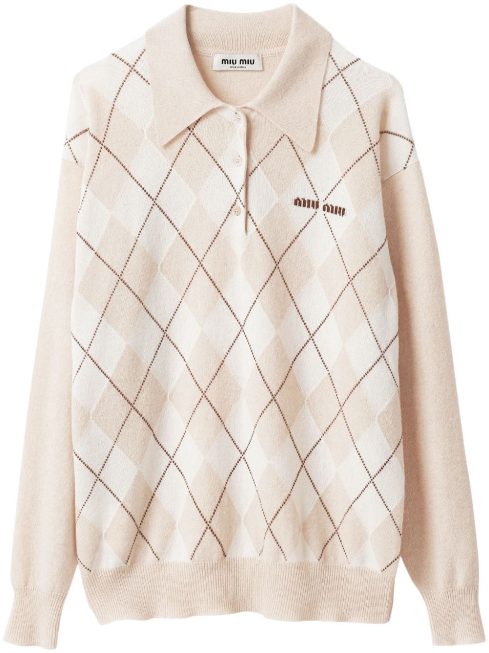 Image 1 of Miu Miu argyle-pattern cashmere jumper