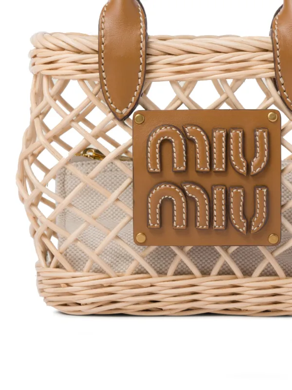 Miu Miu ウーブン バスケットバッグ | ブラウン | FARFETCH JP