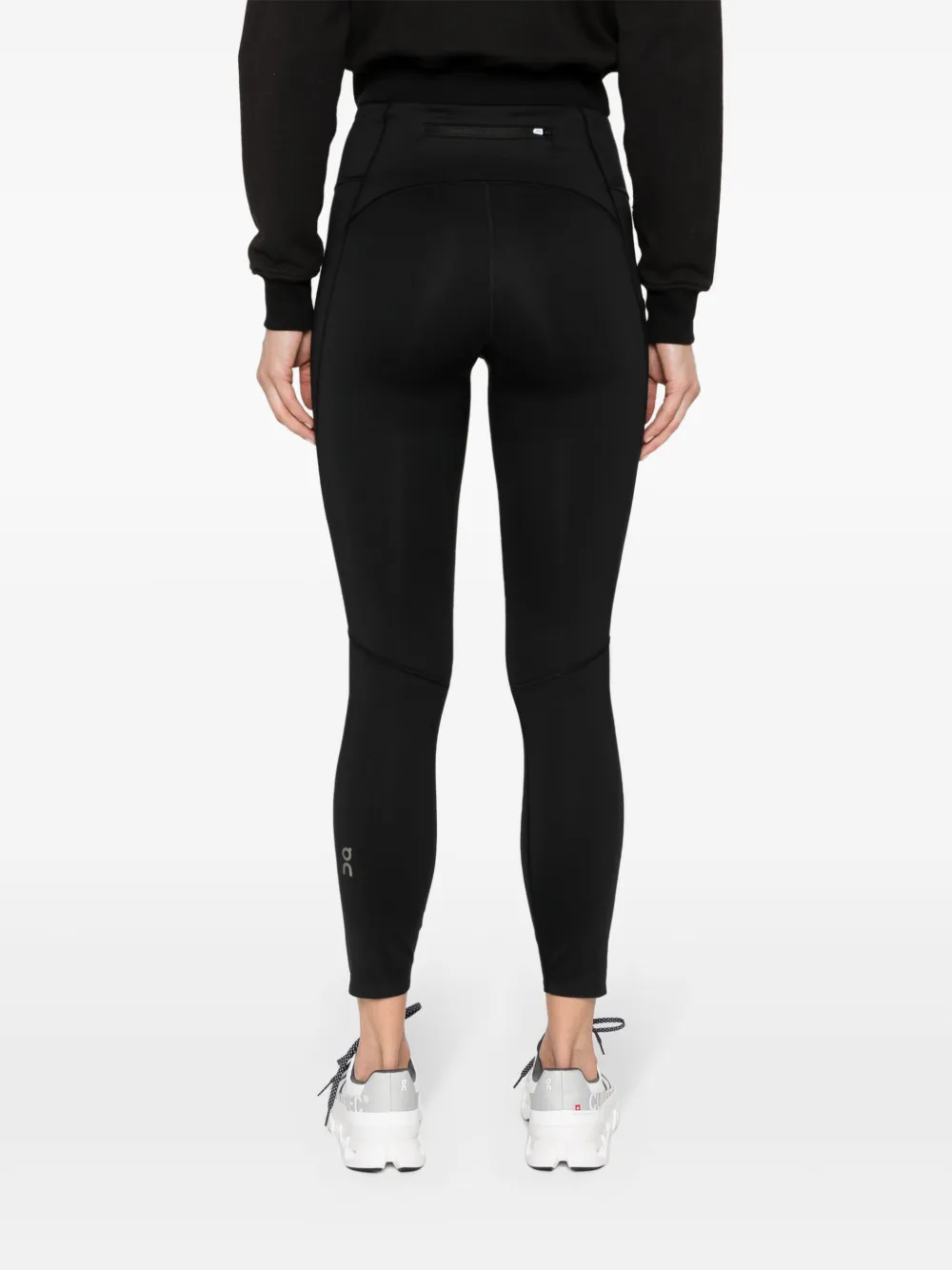 Shop On Running Logo-print Cropped Leggings In Black