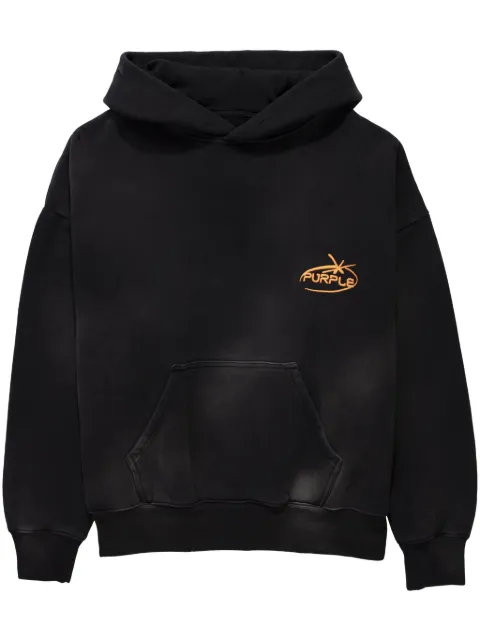 Purple Brand Imprint logo-embroidered cotton hoodie