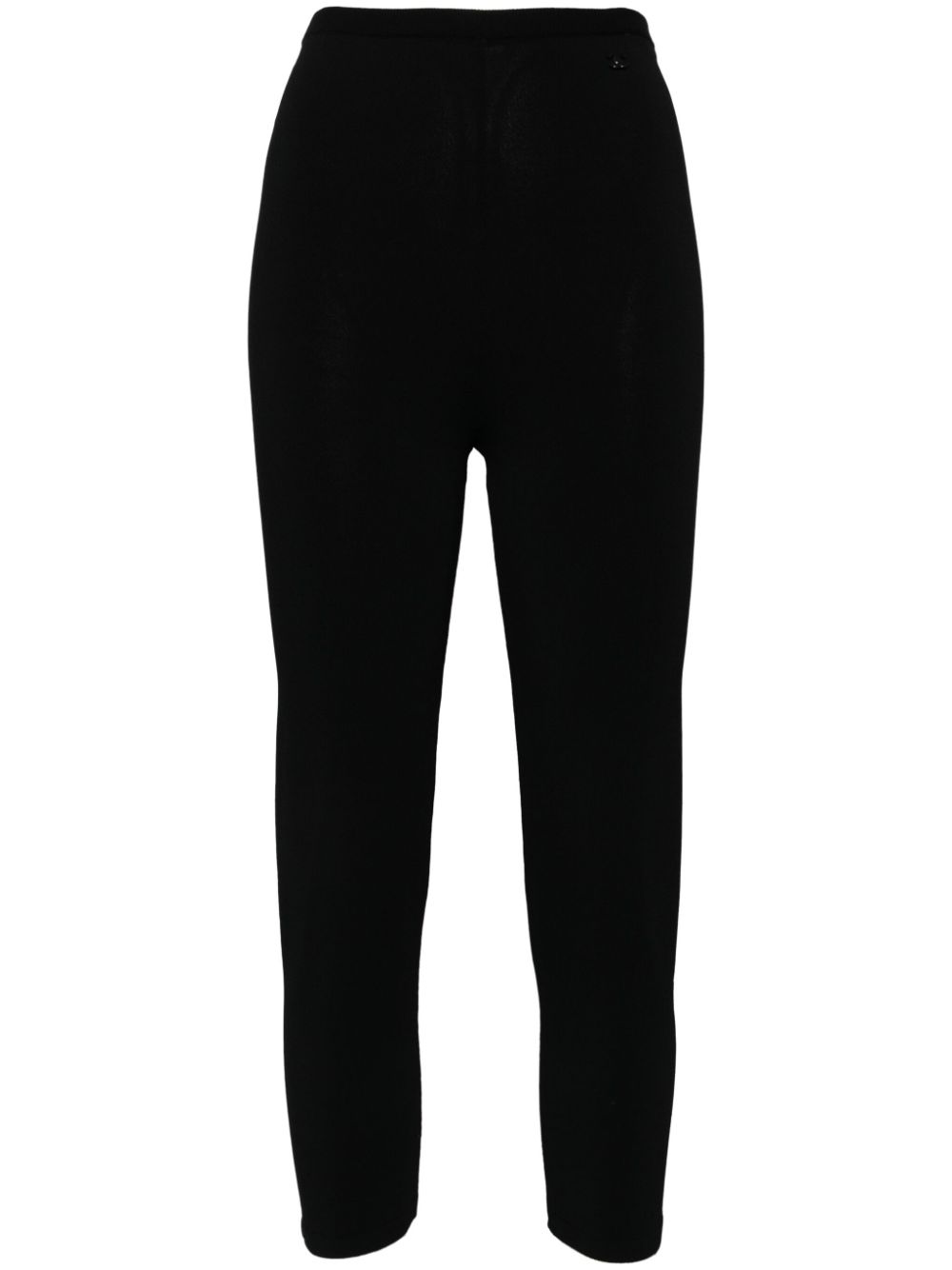 Pre-owned Chanel 2002 Cc Ribbed-knit Leggings In Black