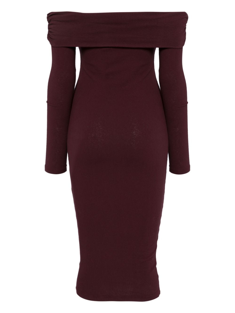 Shop James Perse Jersey Ruched Off-shoulder Dress In Purple