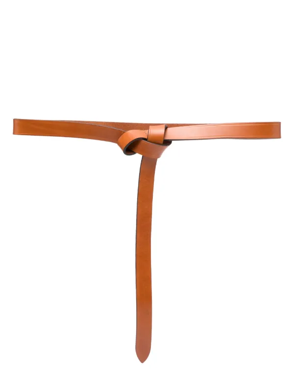 Isabel Marant Kirka Calfskin Leather Belt in Brown