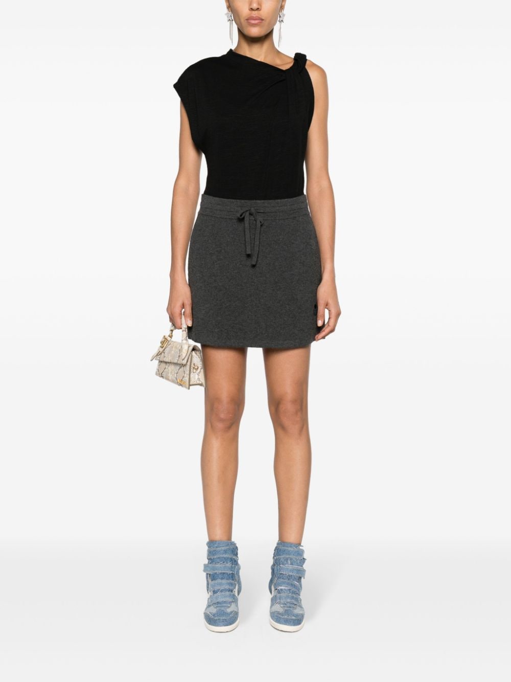 Shop Marant Etoile Amaline Knitted Mini Skirt In Grey