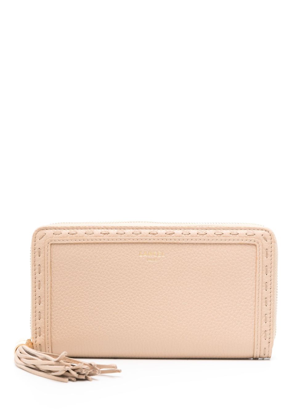 Lancel Zip-up Leather Wallet In Neutrals