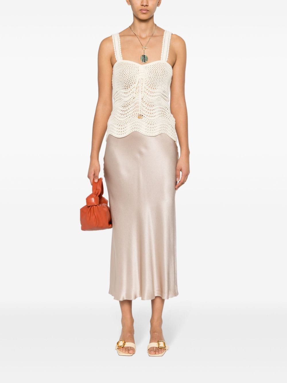 Image 2 of Antonelli elasticated-waist satin midi skirt