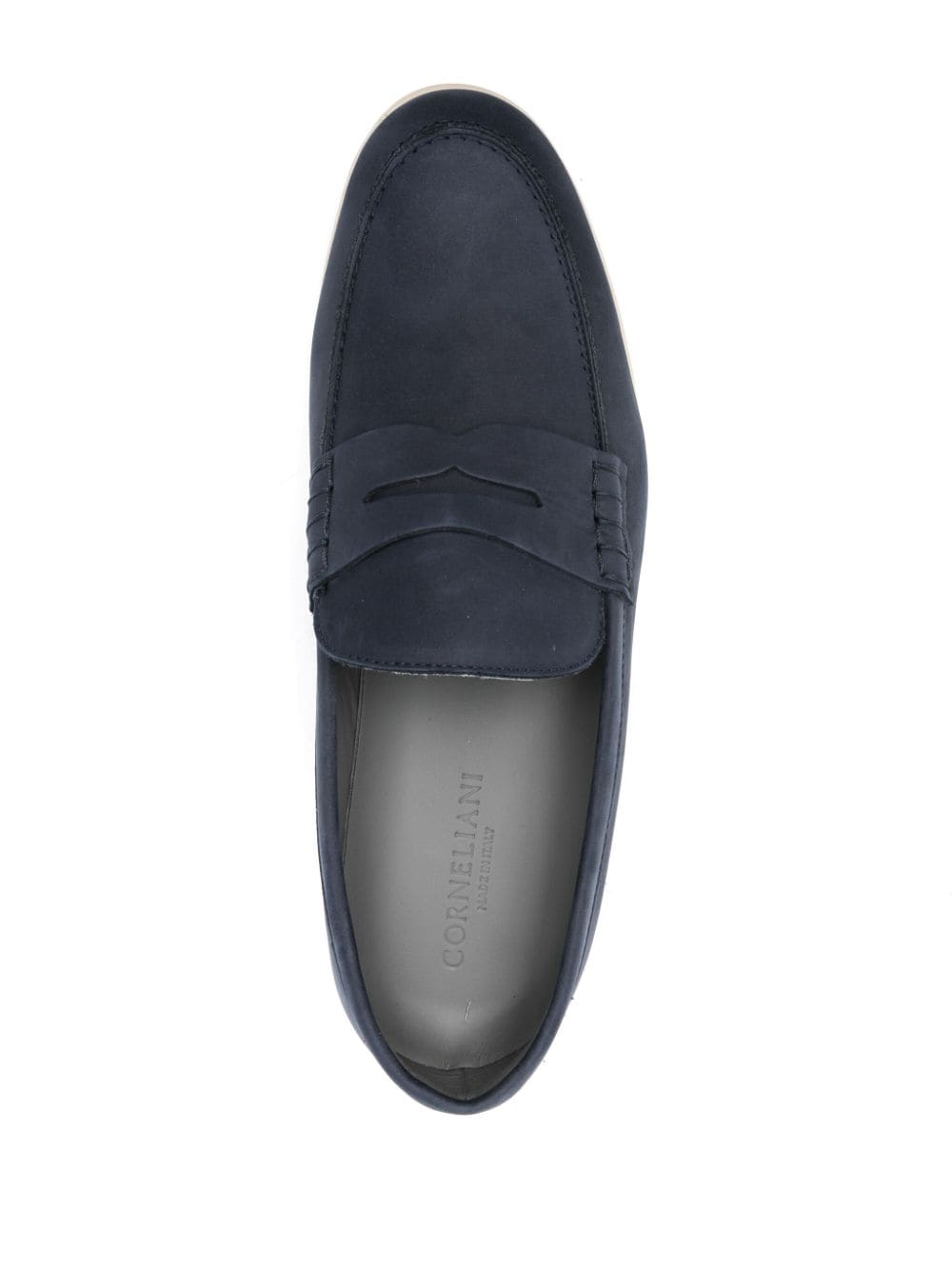 Shop Corneliani Penny-slot Leather Loafers In Blue