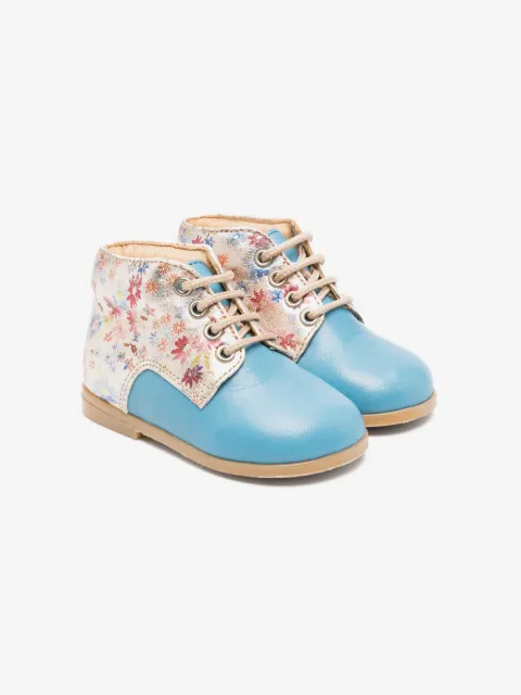 Pèpè floral-panel lace-up boots