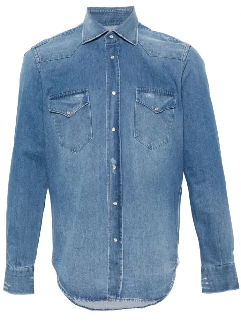 SARTORIO NAPOLI ripped-detailed panelled denim shirt