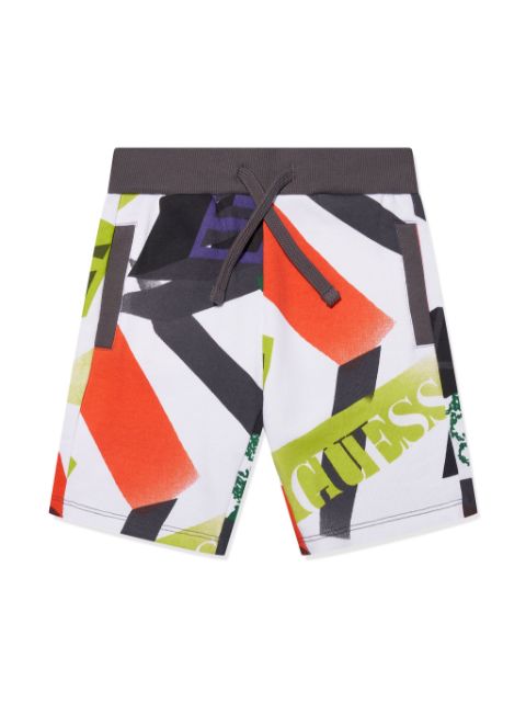 guess kids graphic-print cotton track shorts