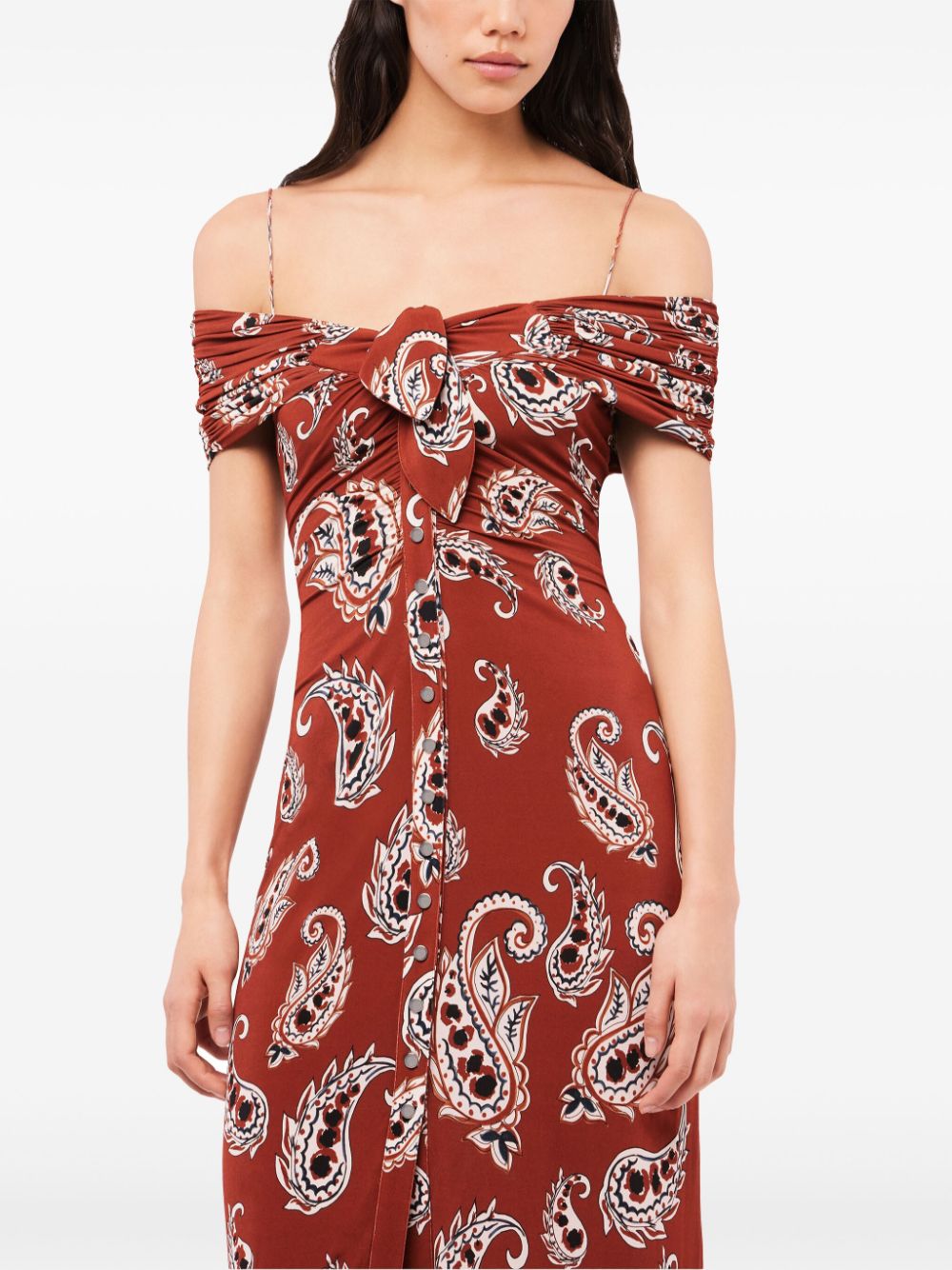 Shop Rabanne Paisley-print Maxi Dress In Red