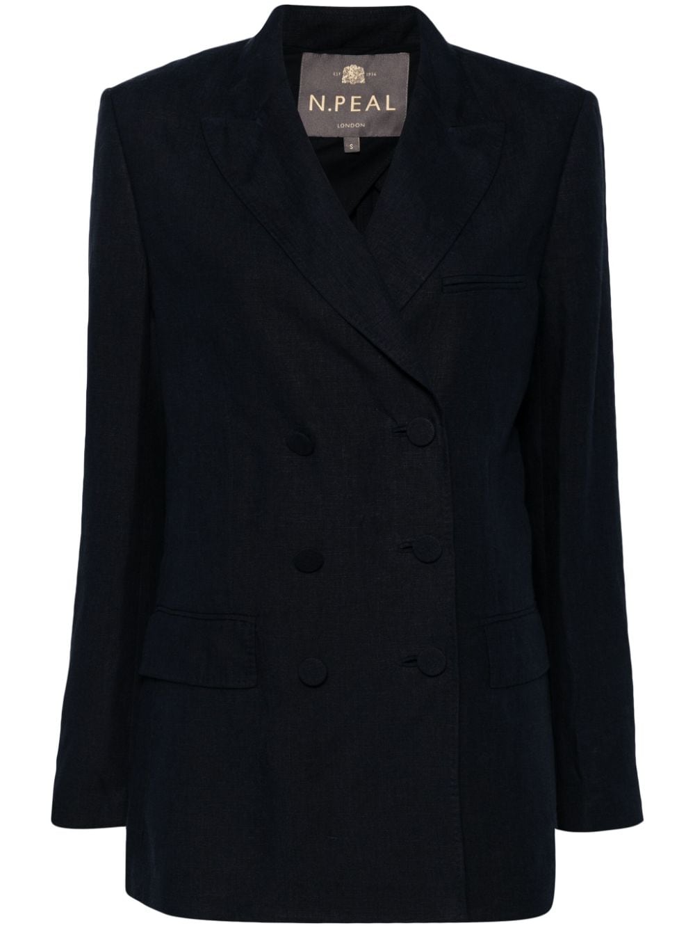 N.Peal Ava double-breasted linen blazer Blauw