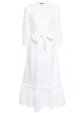 N.Peal Iris ruffled linen dress - White