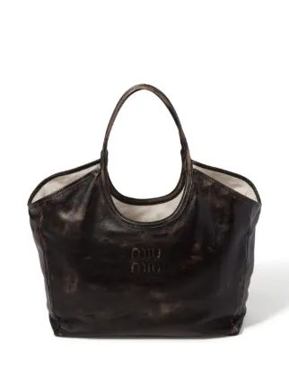 Miu Miu レザー トートバッグ | ブラック | FARFETCH JP