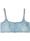 Miu Miu logo-print denim crop top - Blue