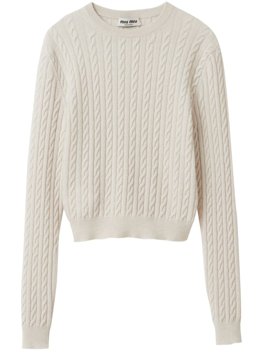 Miu Miu Cable-knit Cashmere Jumper In Neutrals