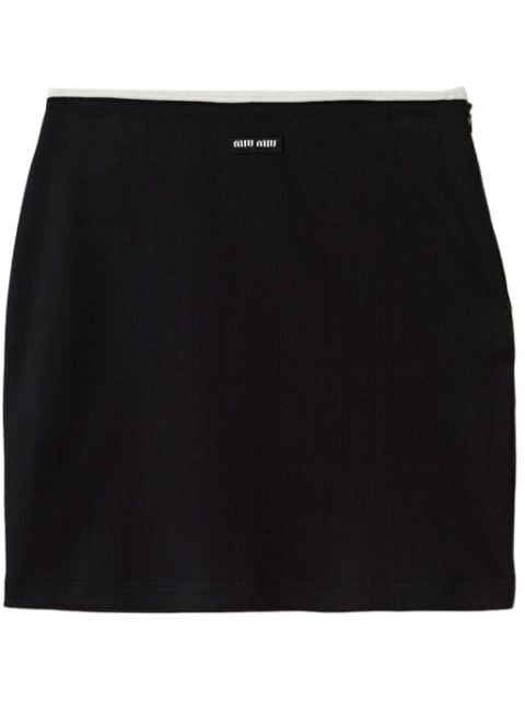Miu Miu logo-appliqué ribbed-knit miniskirt