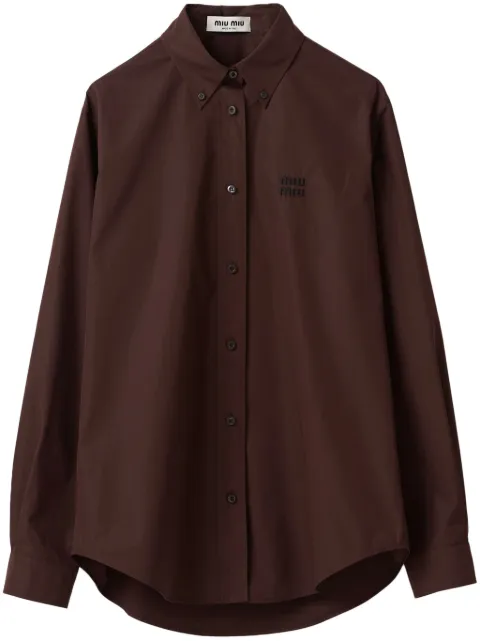 Miu Miu logo-embroidered cotton shirt