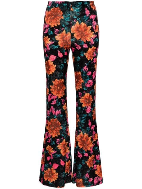 ROTATE BIRGER CHRISTENSEN Fluwelen flared broek met bloemenprint