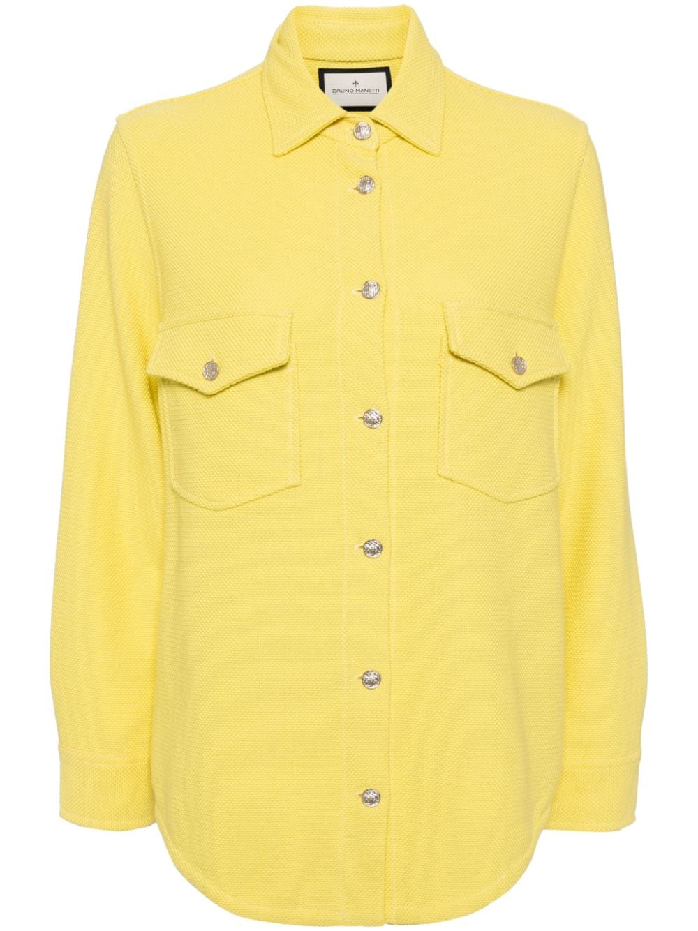 Bruno Manetti Button Up Cotton Shirt In Yellow
