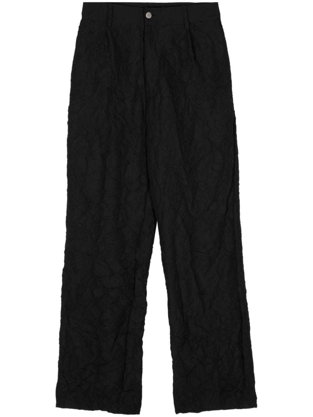 Spencer Badu Crinkled-finish Straight-leg Trousers In Black