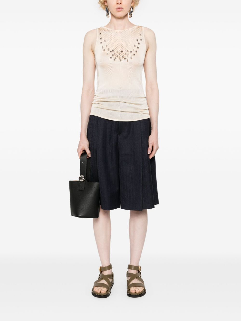 Rabanne bead-embellished knitted top - Beige