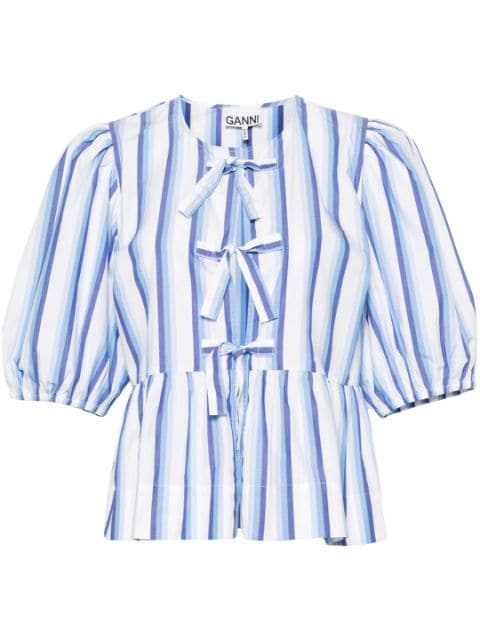 GANNI striped peplum blouse