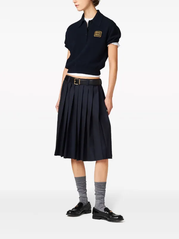Miu Miu Cashmere Polo Shirt | Blue | FARFETCH