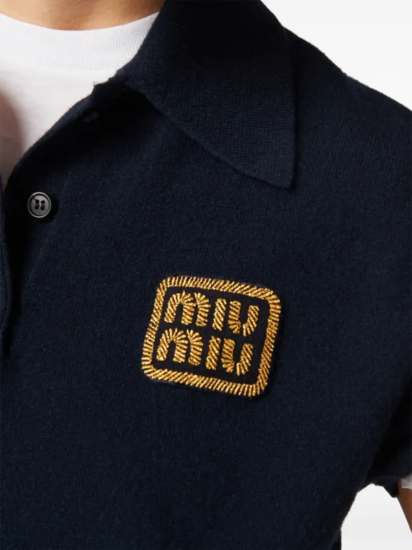 Miu Miu Cashmere Polo Shirt | Blue | FARFETCH
