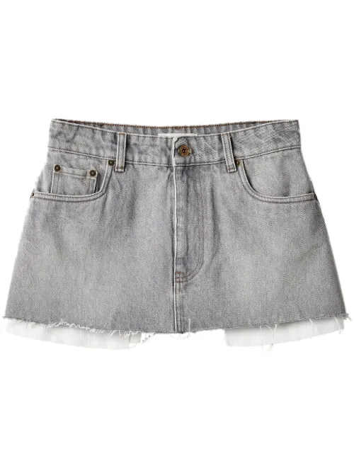 Minijupe en jean à logo brodé - Miu Miu - Modalova