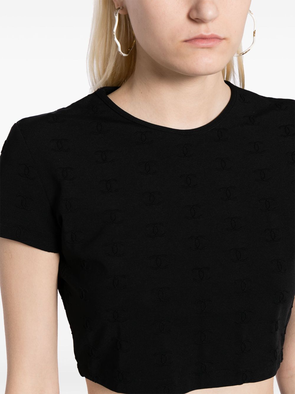 CHANEL 1990-2000 CC-embroidered crop T-shirt Women