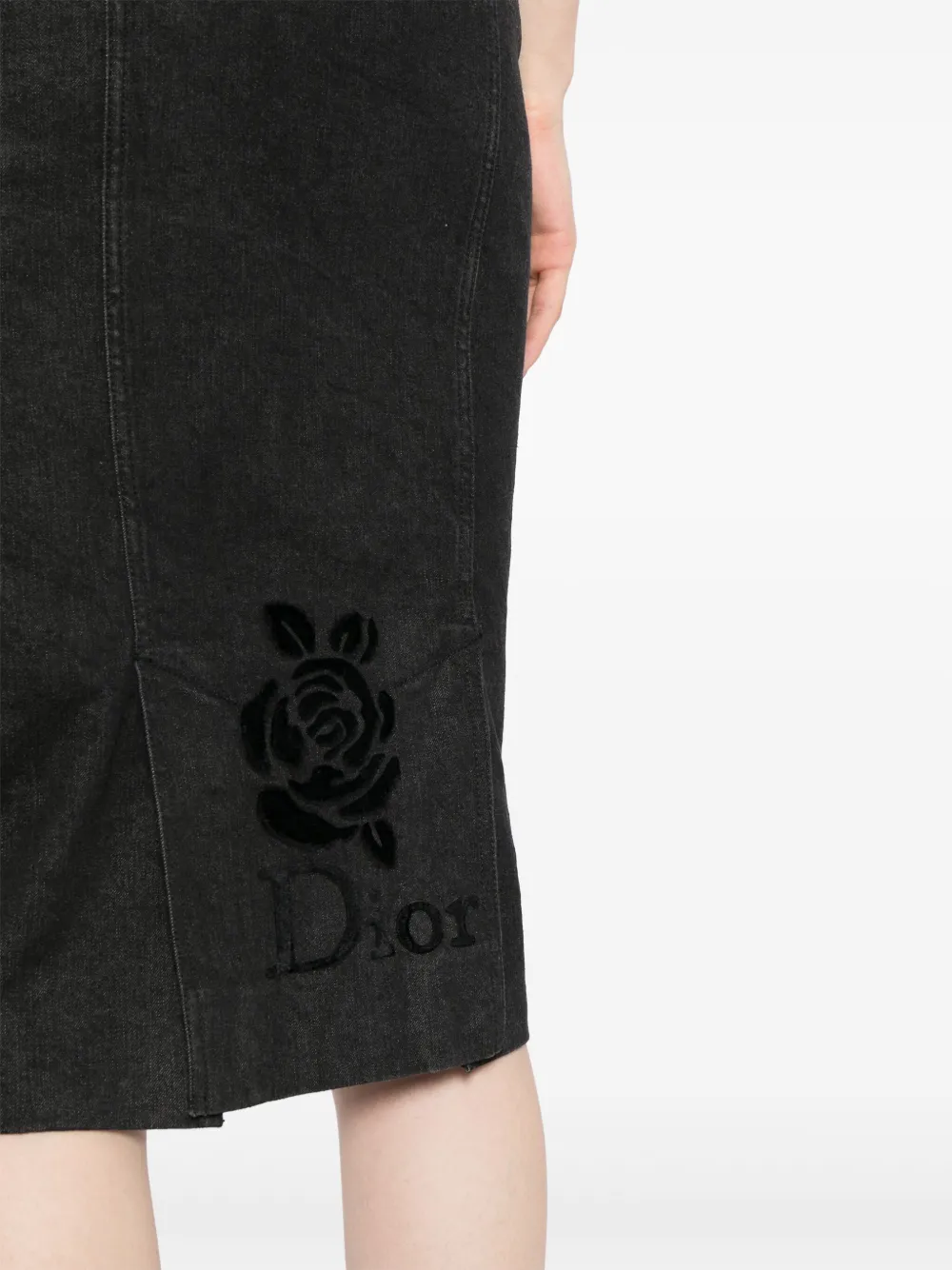 Affordable Christian Dior 2005 logo-flocked denim pencil skirt Women