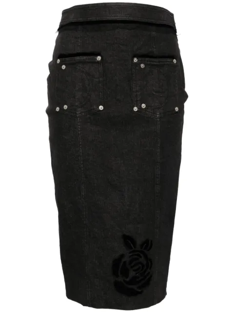 Affordable Christian Dior 2005 logo-flocked denim pencil skirt Women
