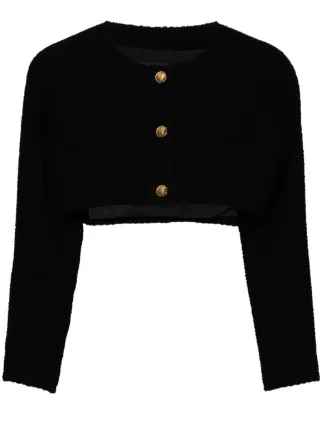 CHANEL クロップド長袖Tシャツ 40 ブラック CHANEL UNIFORM(シャネル ユニフォーム) 00Vベルベットロゴ
