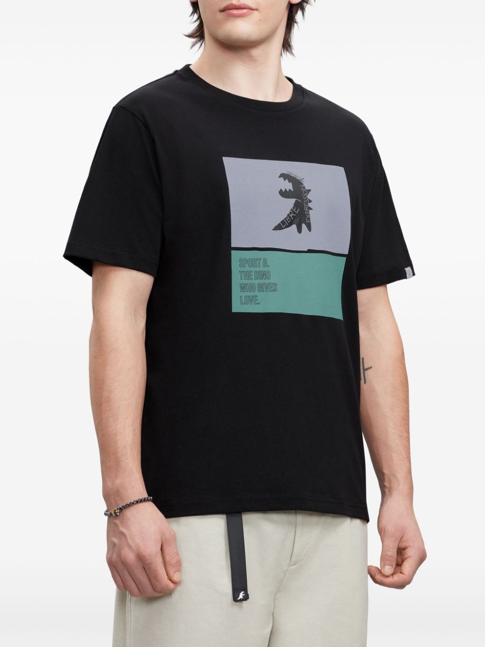 Shop Sport B. By Agnès B. Dino-print Cotton T-shirt In Black