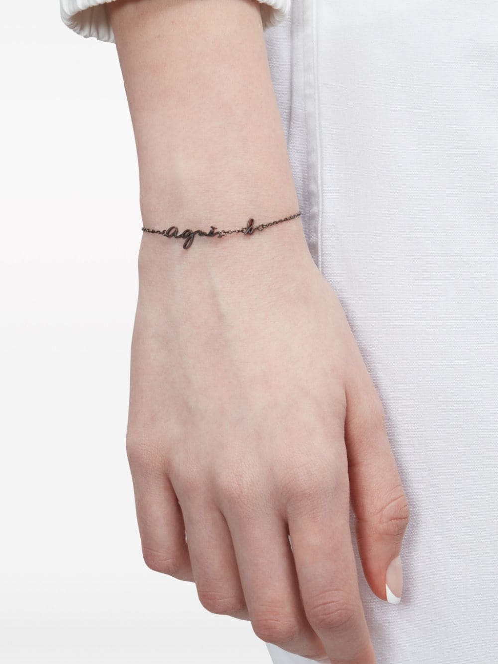 Shop Agnès B. Logo Chain Bracelet In Black