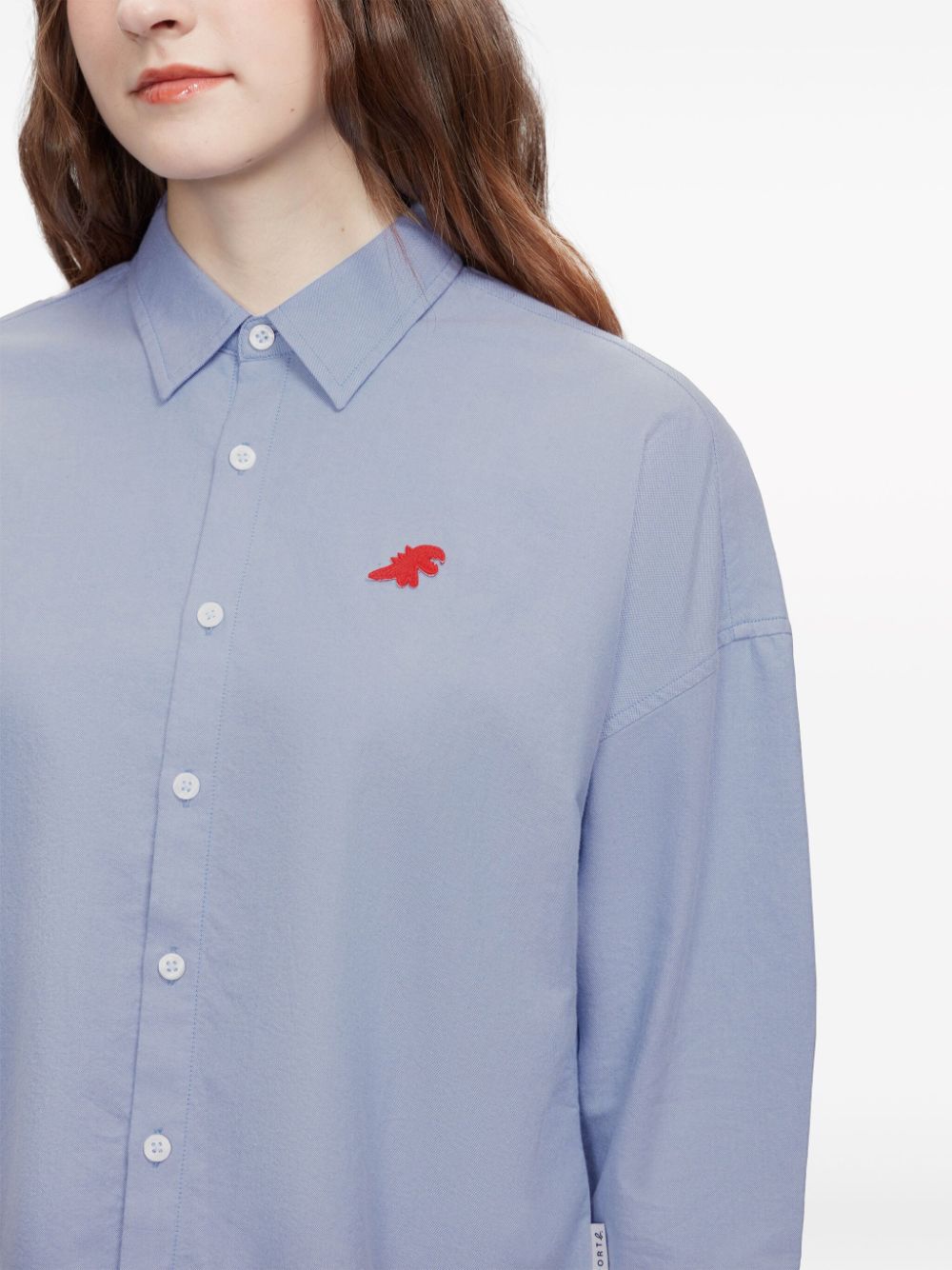 Shop Sport B. By Agnès B. Dino-embroidery Cotton Shirt In Blue