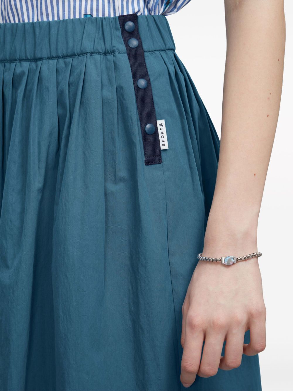 Shop Sport B. By Agnès B. Technical-cotton Pleated A-line Skirt In Blue