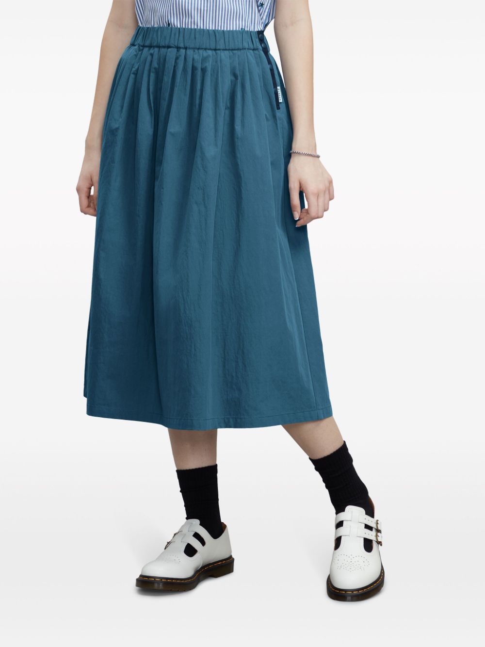 Shop Sport B. By Agnès B. Technical-cotton Pleated A-line Skirt In Blue
