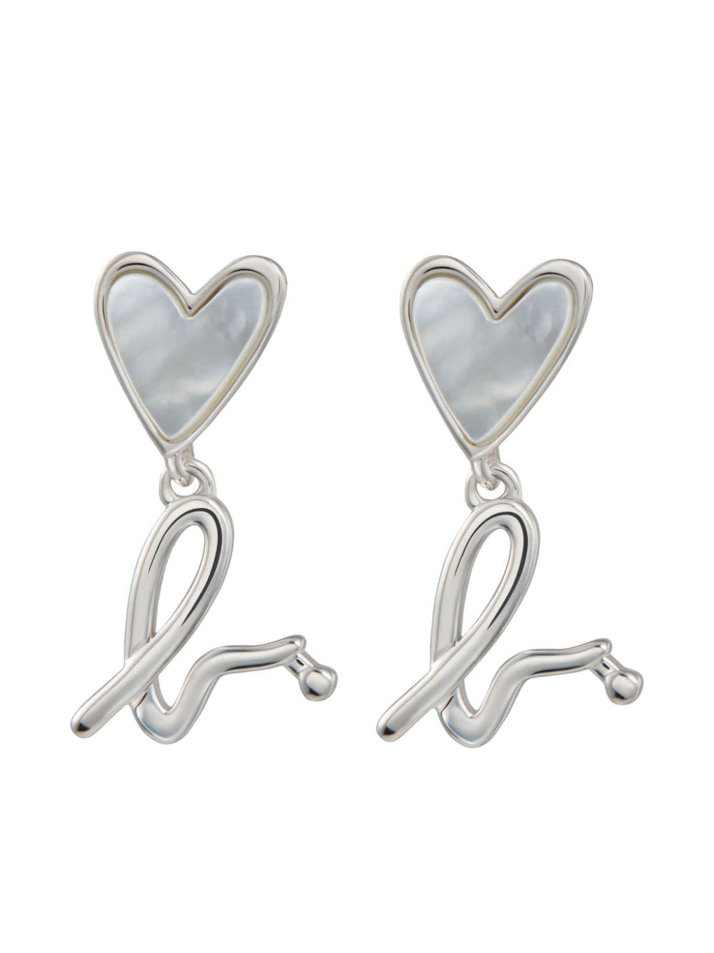 heart-shaped sterling silver drop earrings