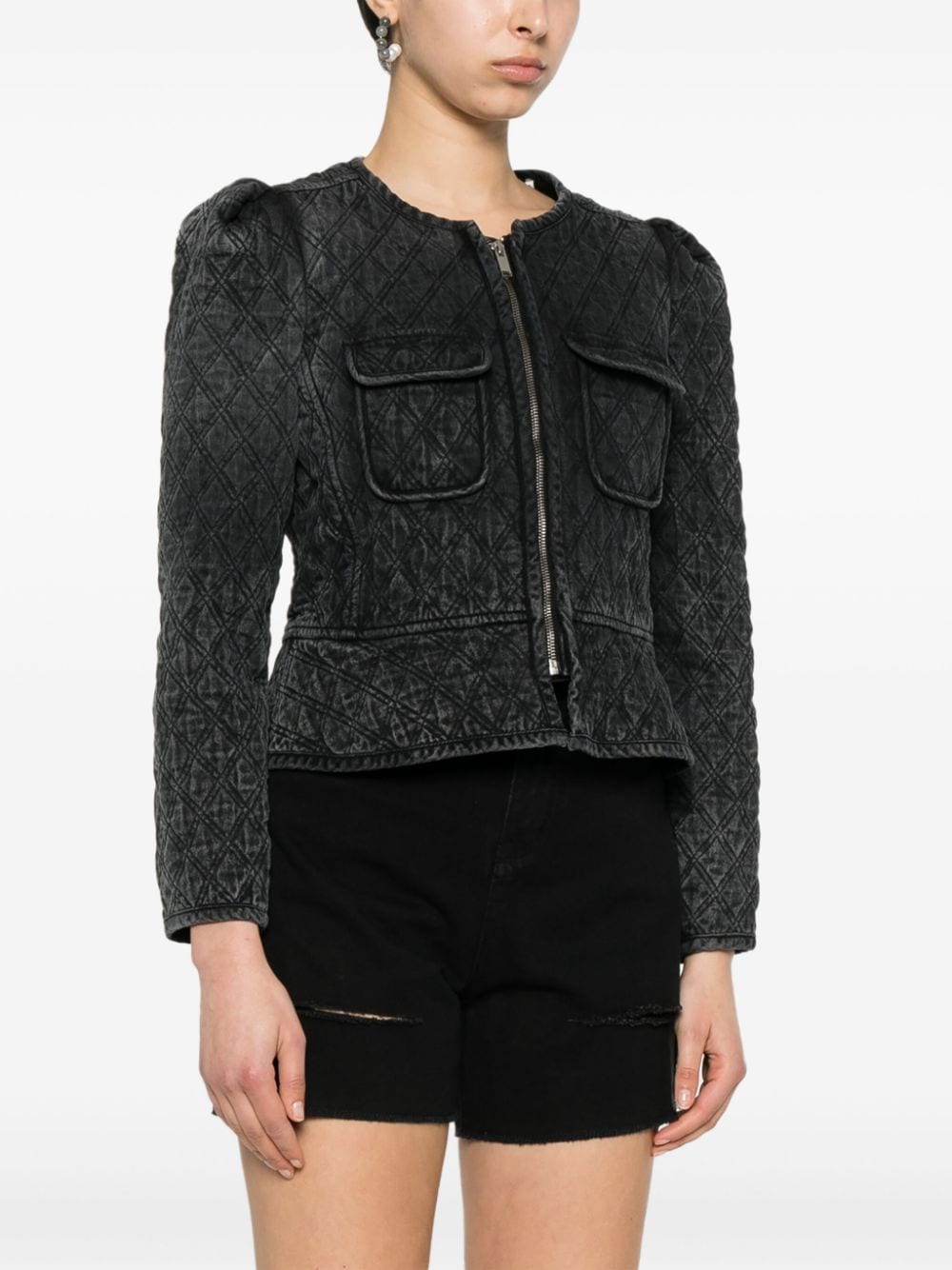 Shop Marant Etoile Deliona Denim Jacket In Black