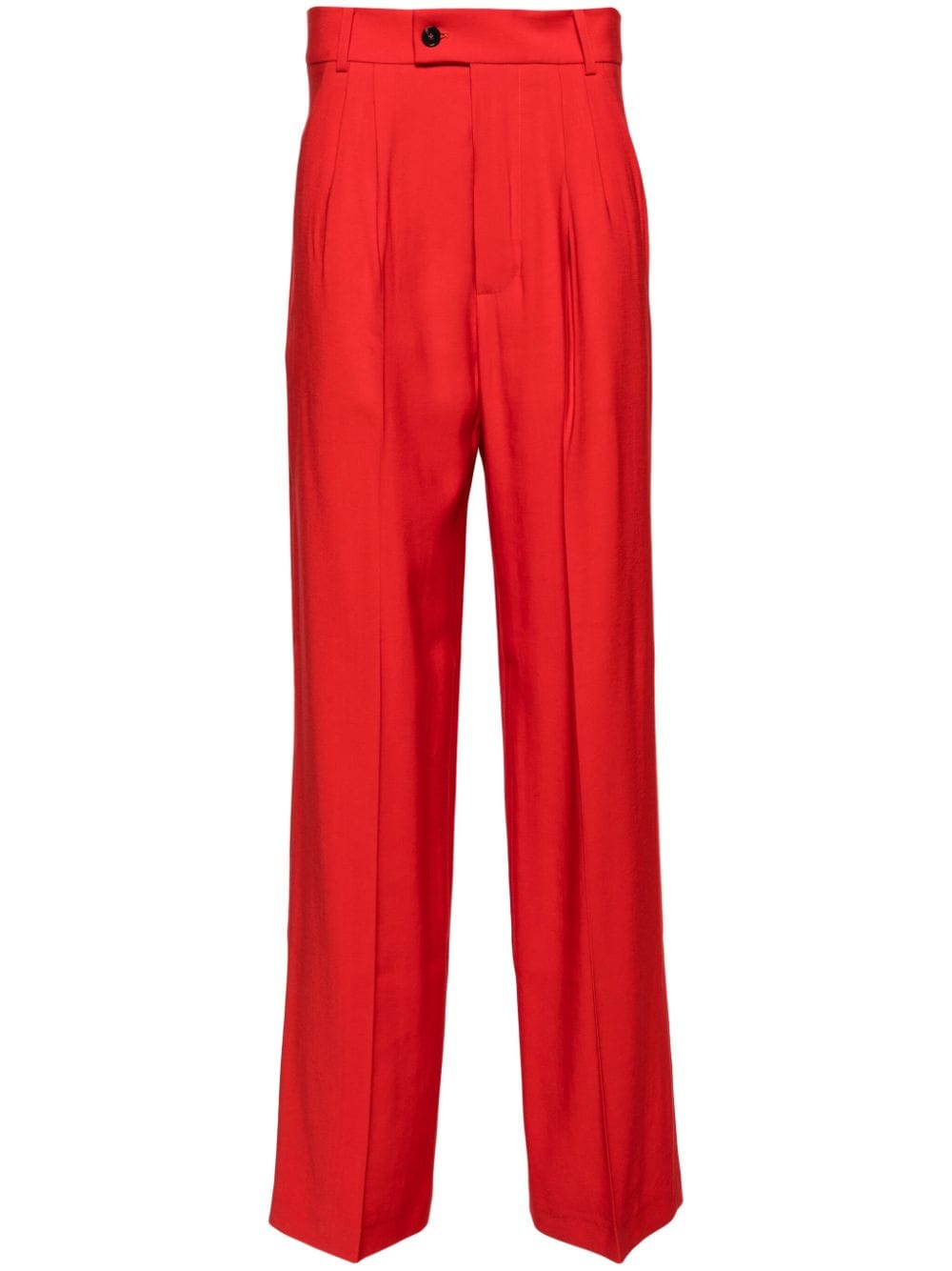 patrizia pepe pantalon droit à détails de plis - rouge