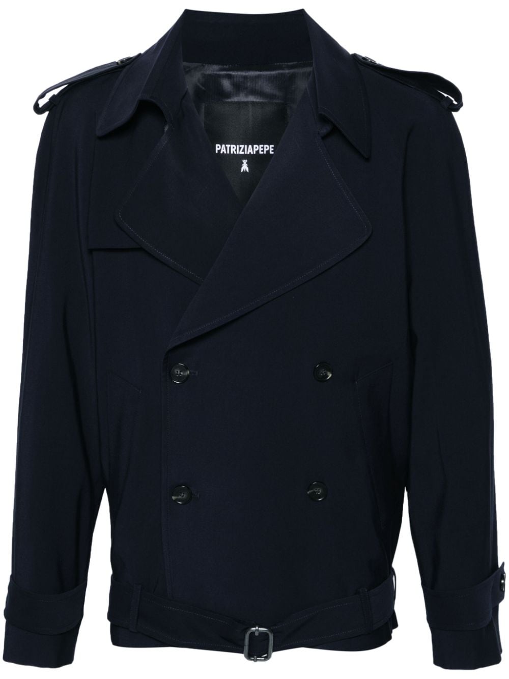 Patrizia Pepe Belted Double-breasted Jacket In Blue
