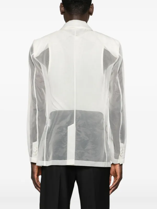 Patrizia Pepe Sheer double-breasted Blazer | Neutrals | FARFETCH