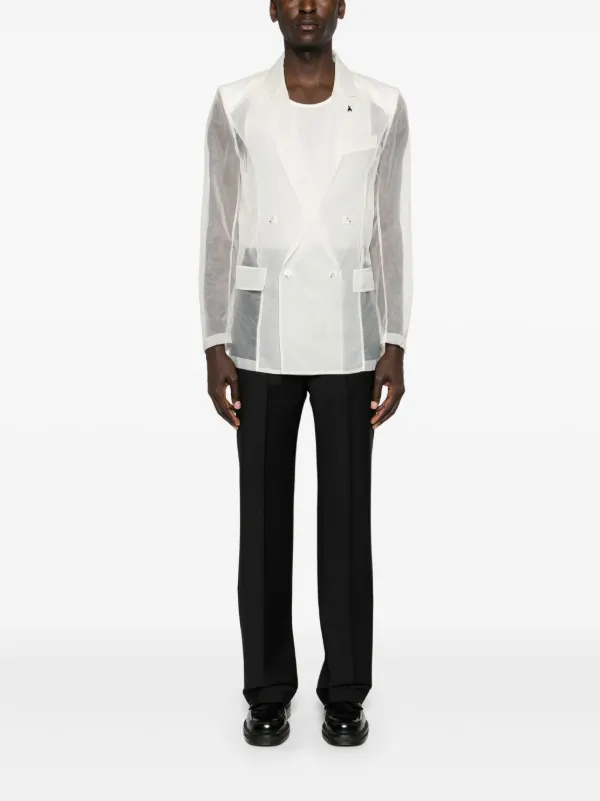 Patrizia Pepe Sheer double-breasted Blazer | Neutrals | FARFETCH
