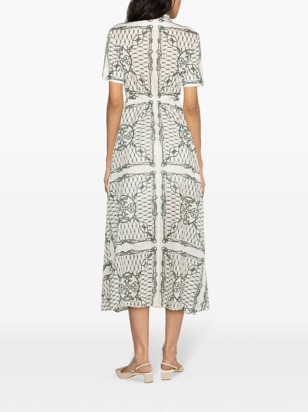 Tory Burch Knot-print Flared Shirtdress - Farfetch